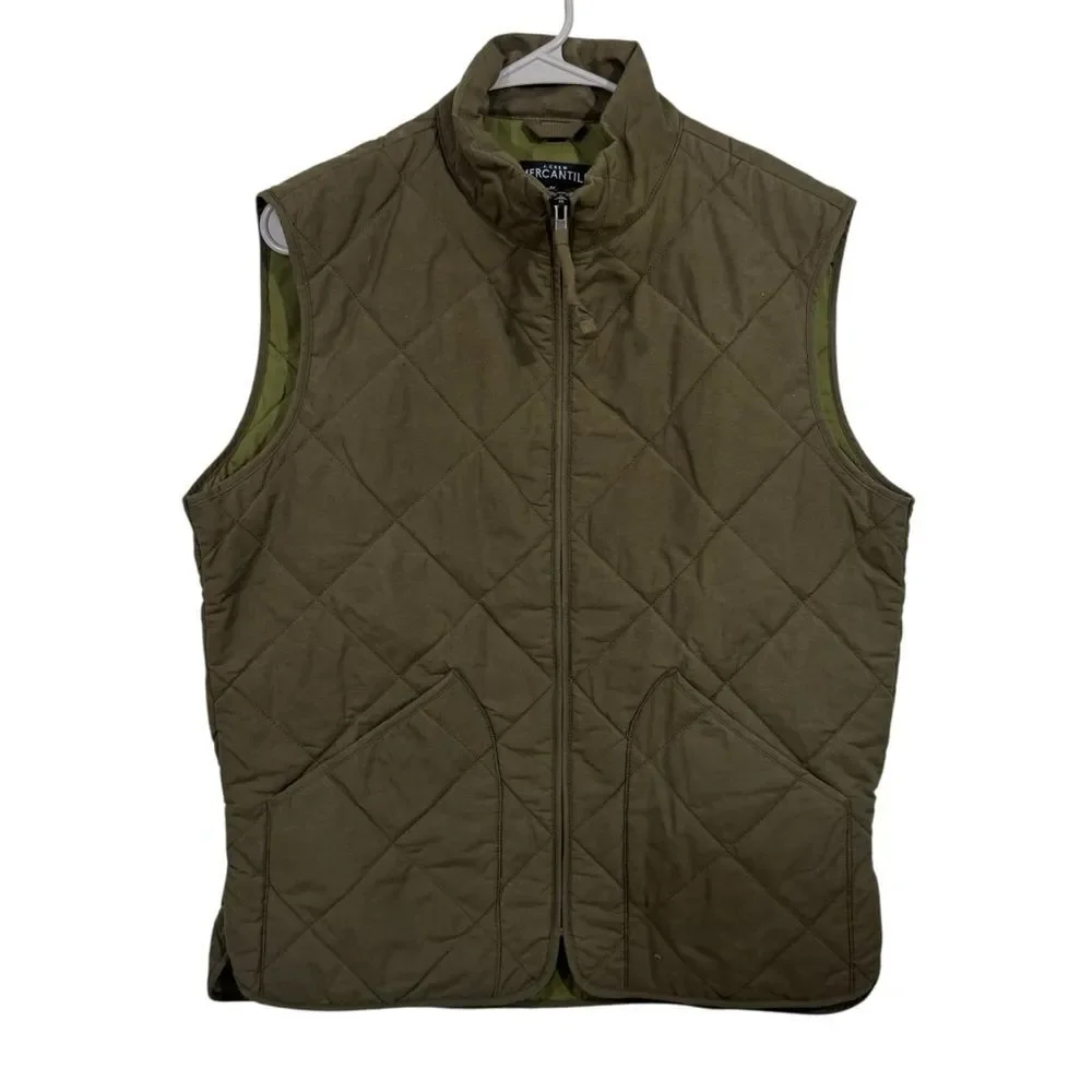 J. Crew Mercantile Full Zip Green Quilted Puffer Vest